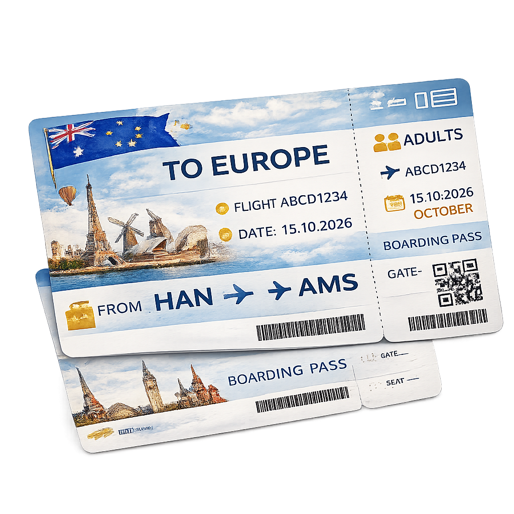 Voucher du lịch châu Âu 2 người
